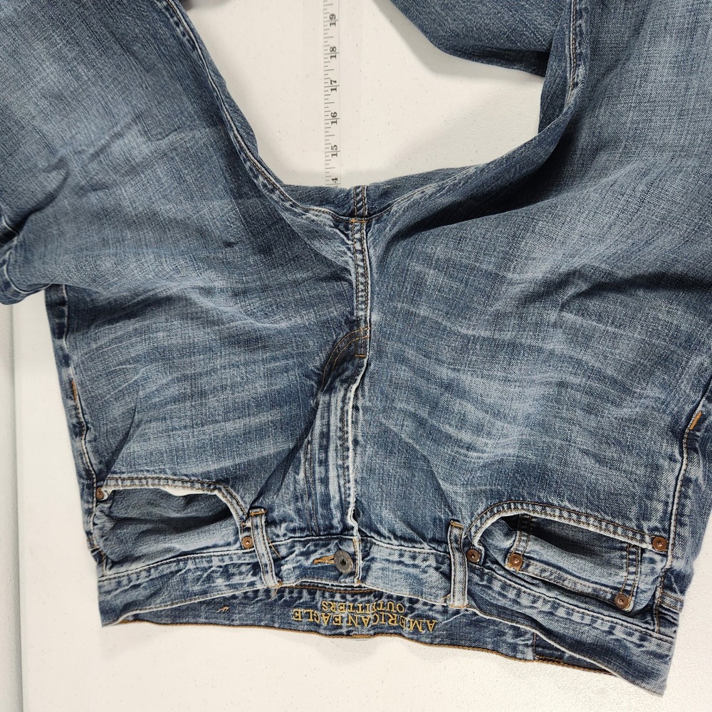American‎ Eagle Relaxed Straight Jeans Mens 36x30 Medium Wash Blue Cotton Denim - Picture 5 of 10